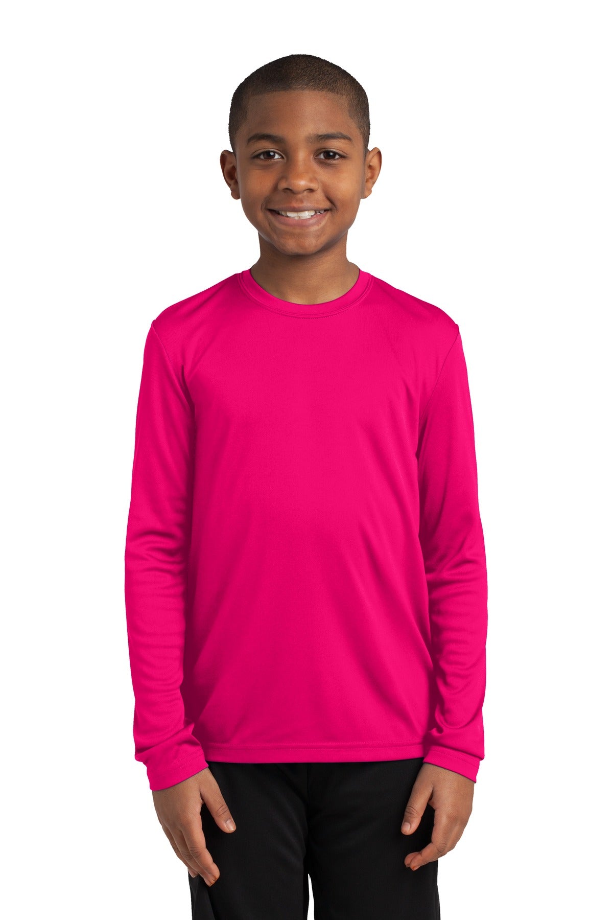 Youth Long Sleeve PosiCharge Competitor Tee - Pink Raspberry