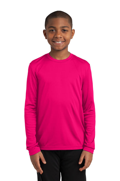 Youth Long Sleeve PosiCharge Competitor Tee - Pink Raspberry
