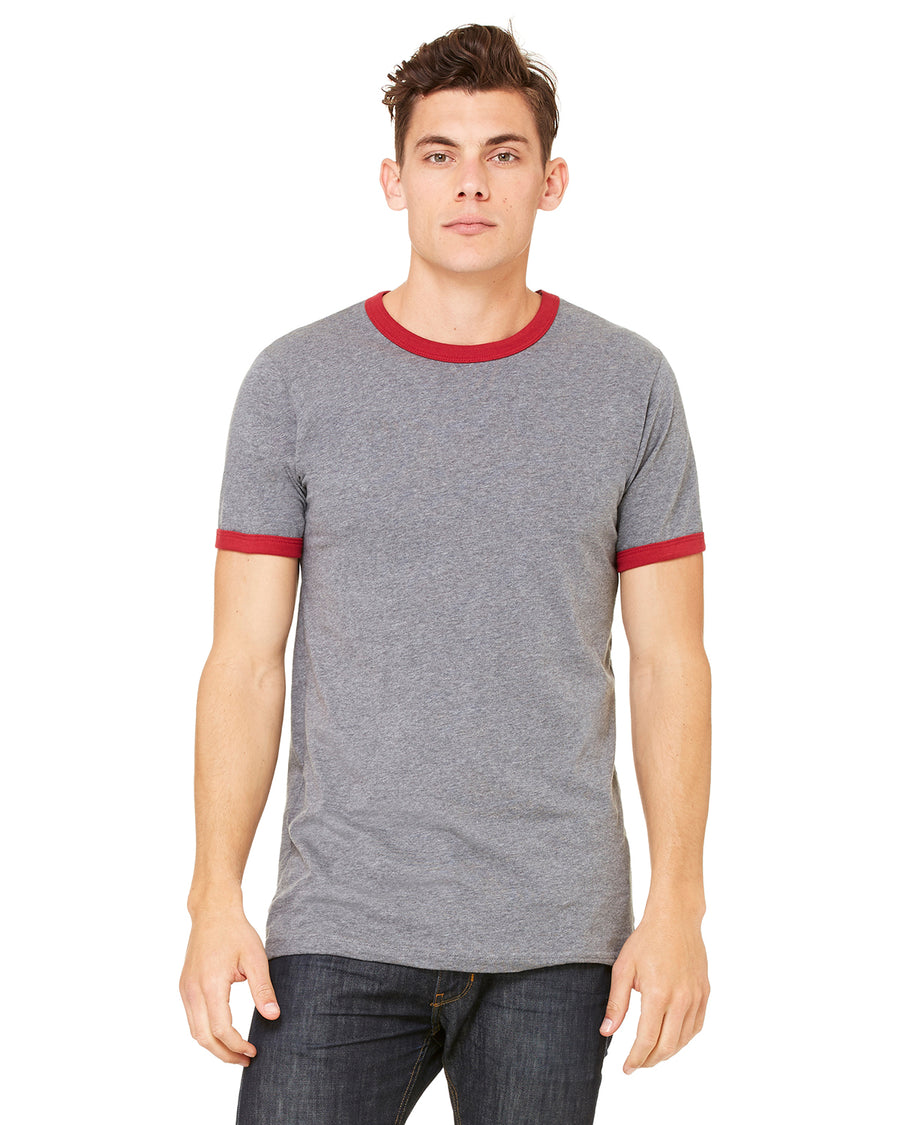 Men's Jersey Short-Sleeve Ringer T-Shirt - Heather Deep / Cardinal
