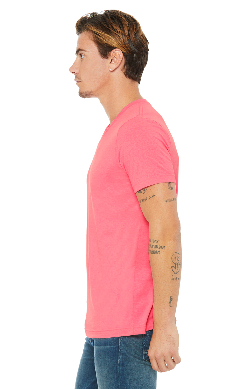 Unisex Jersey Short-Sleeve V-Neck T-Shirt - Neon Pink