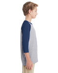 Youth Heavy Cotton��� 3/4-Raglan Sleeve T-Shirt - Sport Gray / Navy