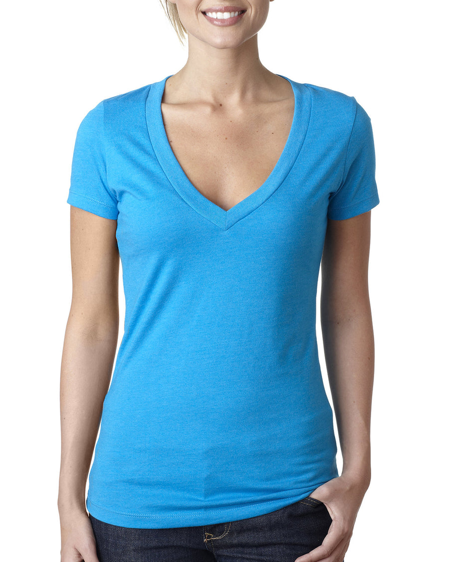 Women's CVC Deep V - Turquoise