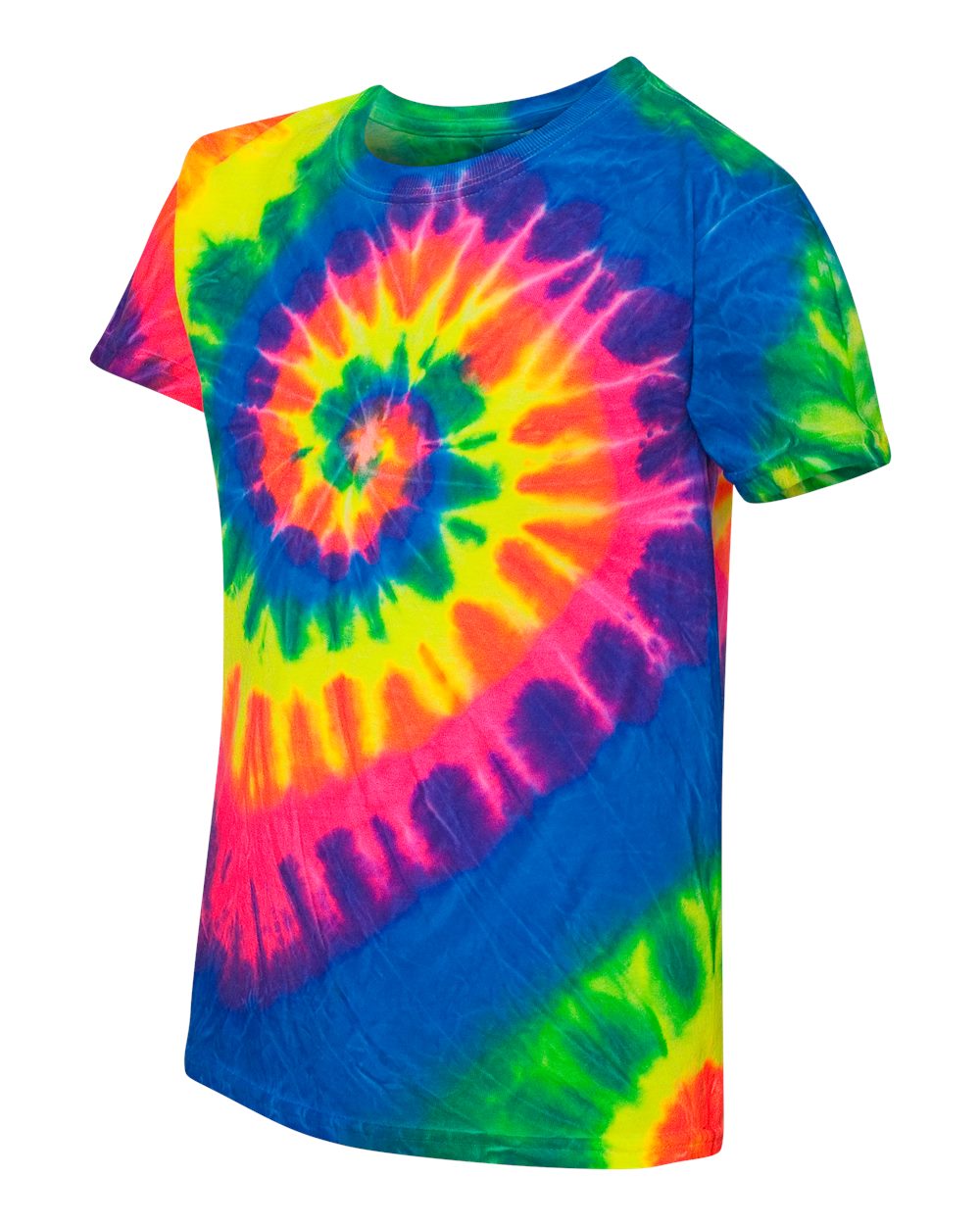 Youth Multi-Color Spiral T-Shirt - Fluorescent Rainbow Spiral