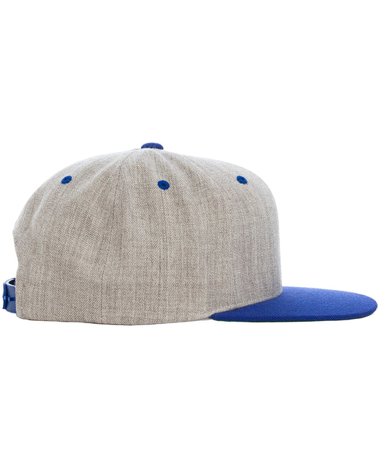 Unisex 6-Panel Structured Flat Visor Classic Two-Tone Snapback - Heather / Royal