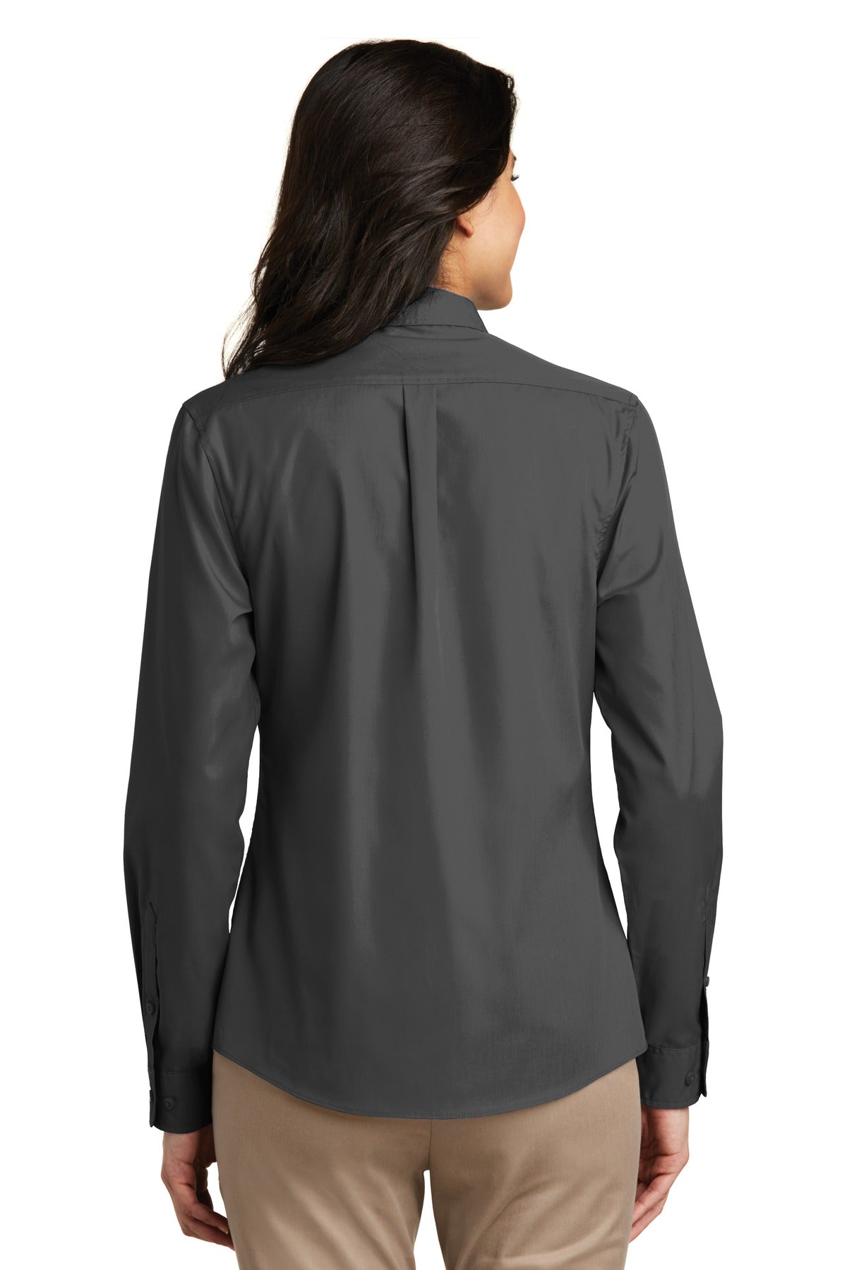 Women's Long Sleeve Carefree Poplin Shirt - Graphite