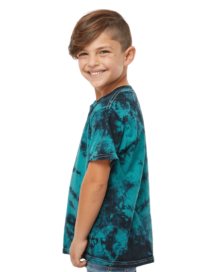 Youth Crystal Tie Dye T-Shirt - Black / Teal