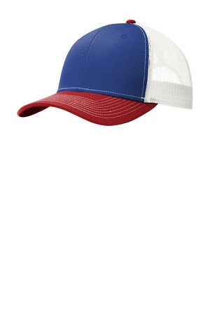 Snapback Trucker Cap - Pat Blue / French Red / White
