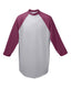 Augusta Sportswear AG4420 - Unisex 3/4-Sleeve Baseball Jersey - Athletic Heather / Maroon