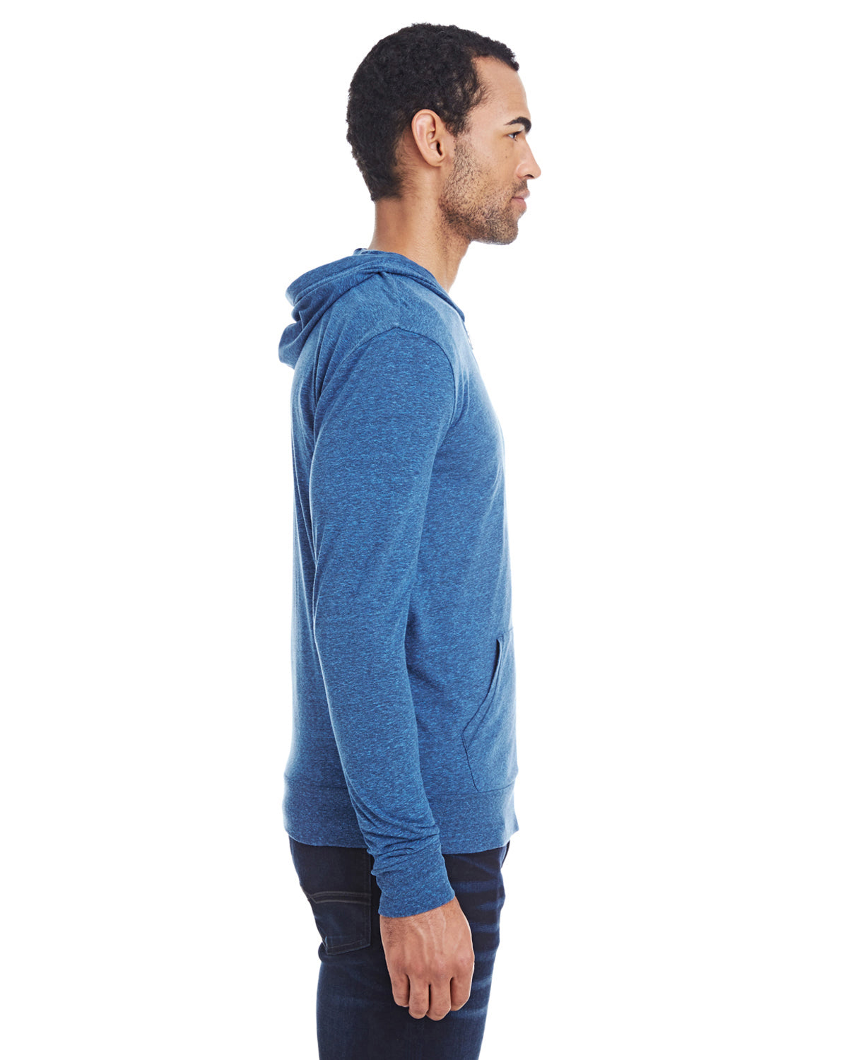 Unisex Triblend Full-Zip Light Hoodie - Royal Black Triblend