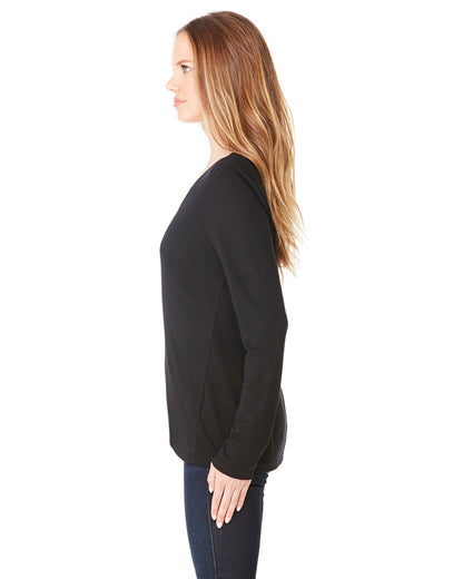 Women's Flowy Long-Sleeve V-Neck - Black