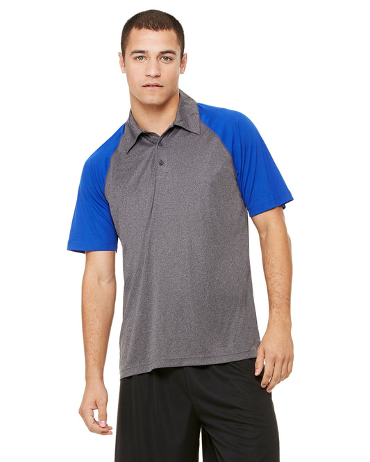 Unisex Performance Three-Button Raglan Polo - Dark Gray Heather / Sport Ry