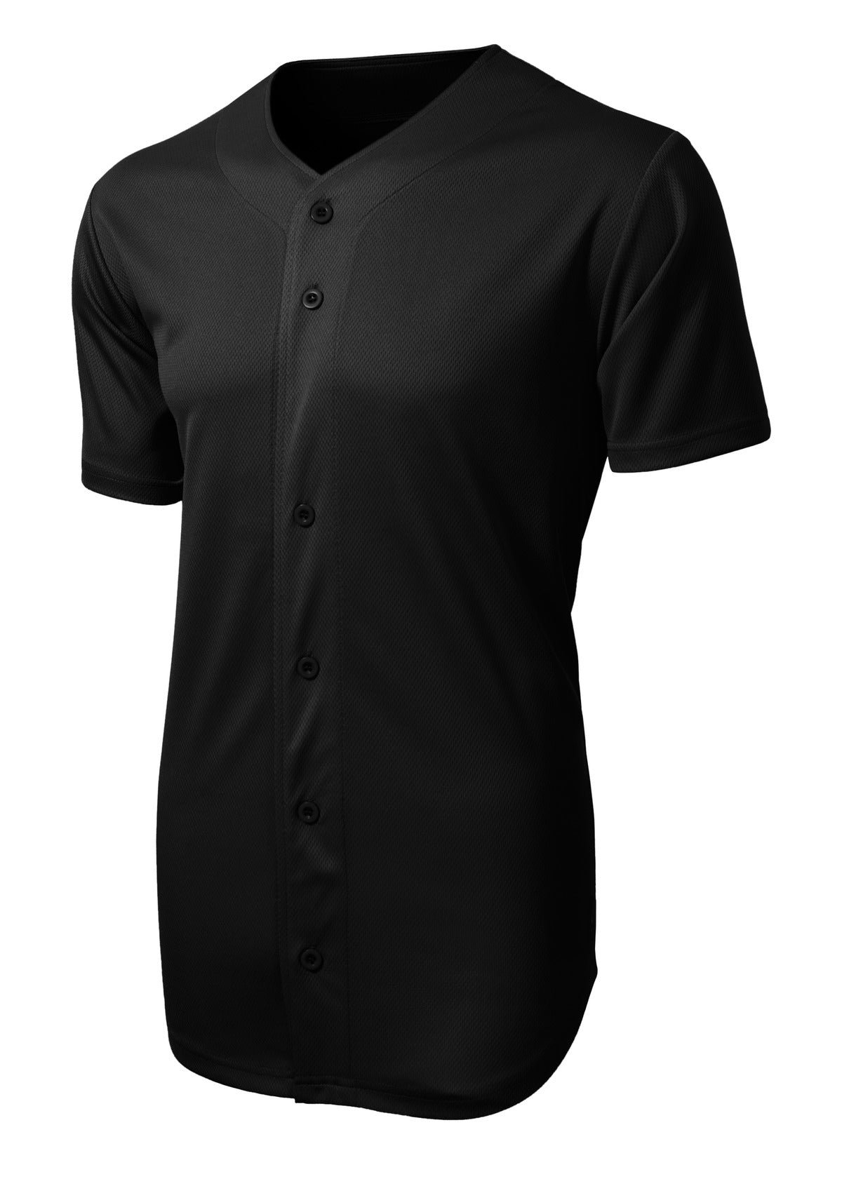 Unisex PosiCharge Tough Mesh Full-Button Jersey - Black