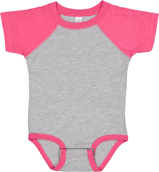 Infant Baseball Bodysuit - Vintage Heather / Vintage Heather Pink