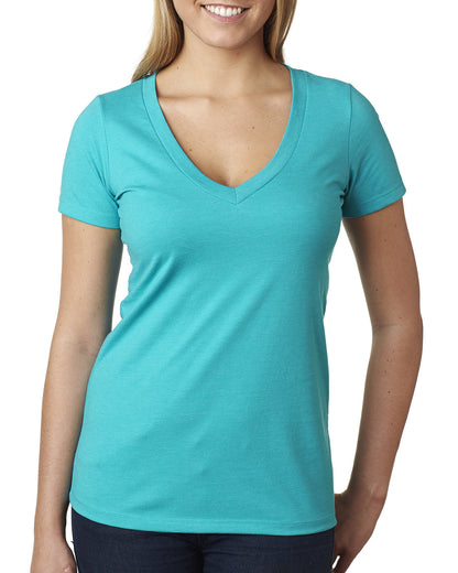 Women's CVC Deep V - Tahiti Blue