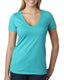 Next Level 6640 - Women's CVC Deep V - Tahiti Blue