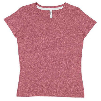 Women's Harborside Melange V-Neck T-Shirt - Burgundy Melange