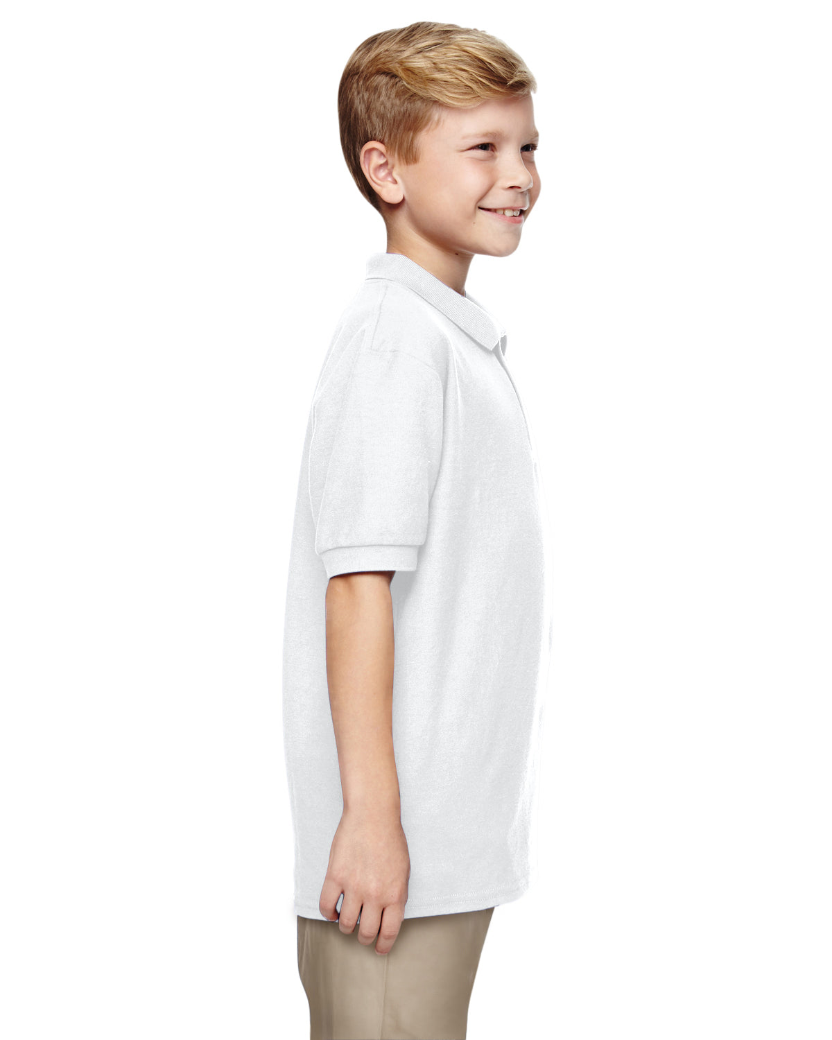 Youth Double Piqué Polo - White
