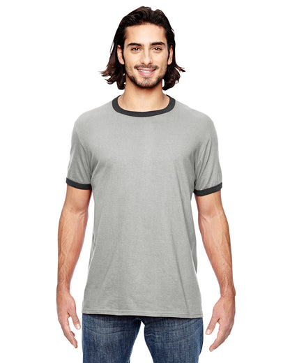 Unisex Lightweight Ringer T-Shirt - Heather Gray / Heather Dark Gray