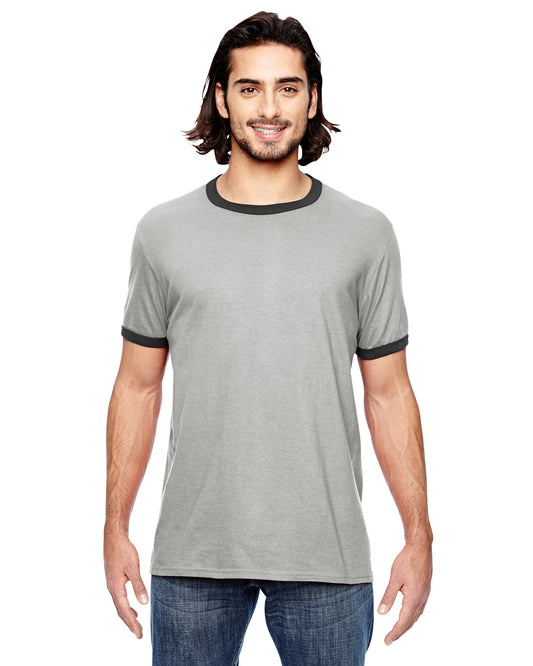 Unisex Lightweight Ringer T-Shirt - Heather Gray / Heather Dark Gray