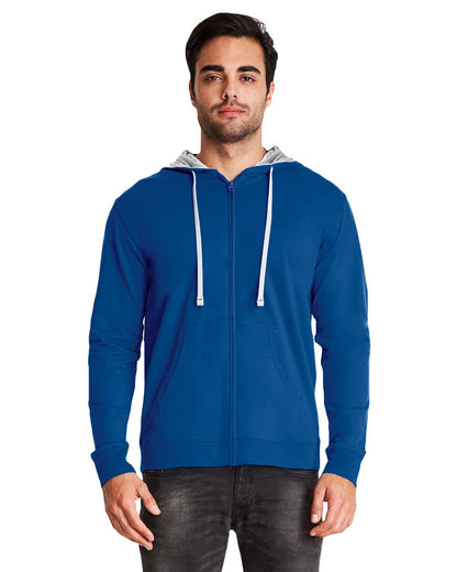 Unisex French Terry Zip Hoodie - Royal / Heather Gray