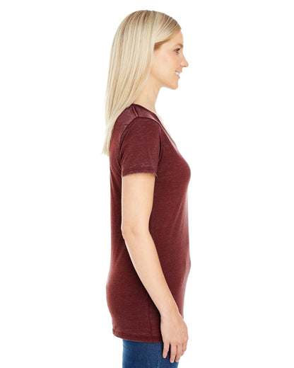 Women's Cross Dye Short-Sleeve V-Neck T-Shirt - Black Cherry