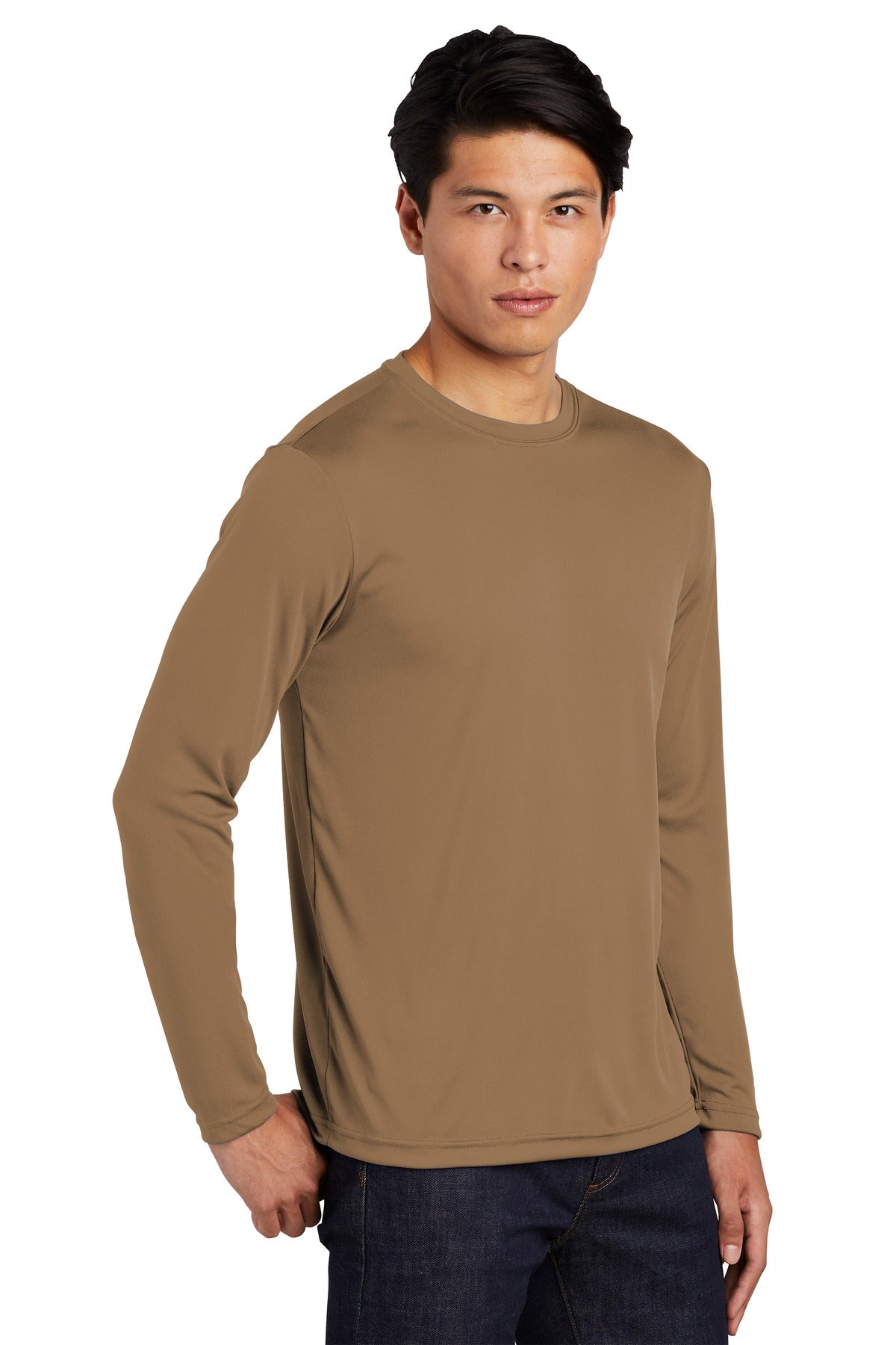 Unisex Long Sleeve PosiCharge Competitor Tee - Woodland Brown