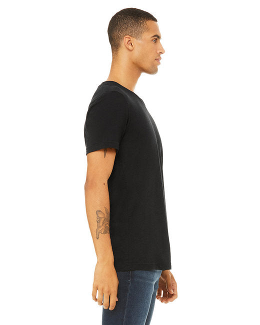 Unisex Jersey Short-Sleeve V-Neck T-Shirt - Solid Black Slub