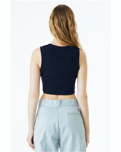 Women's Micro Rib Muscle Crop Tank - Solid Navy Blend