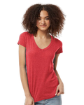 Women's Poly-Rich V-Neck - Heather Red