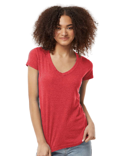 Women's Poly-Rich V-Neck - Heather Red