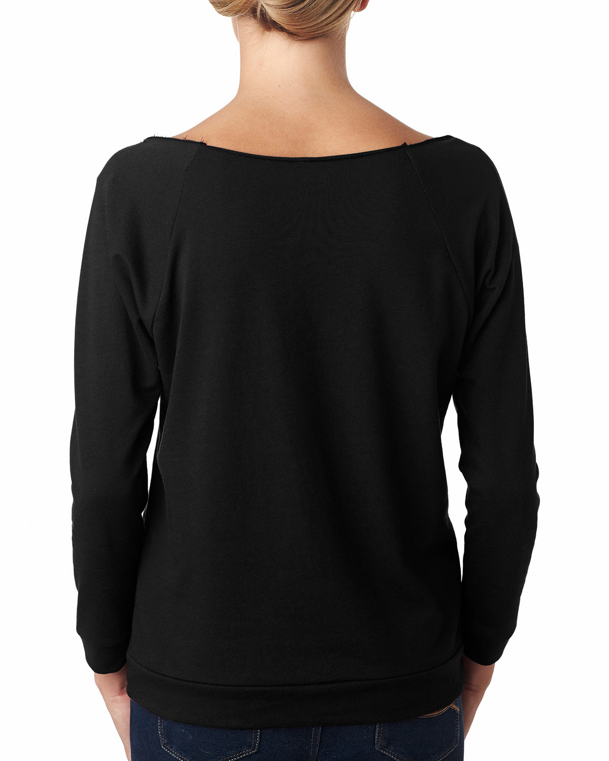 Women's French Terry 3/4-Sleeve Raglan - Black