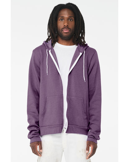 Unisex Poly-Cotton Sponge Fleece Full-Zip Hoodie - Heather Team Purple
