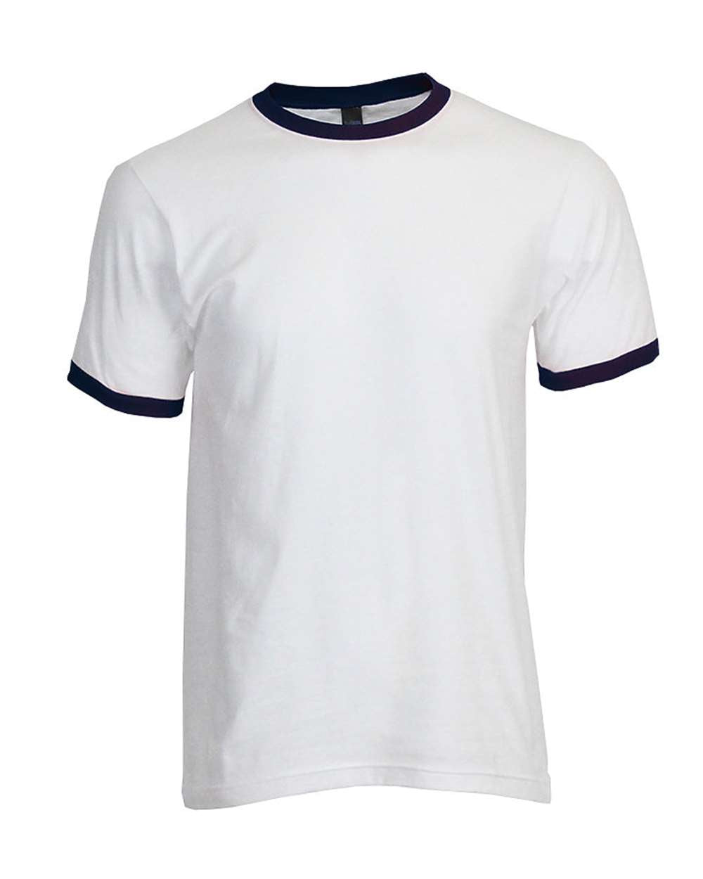 Unisex Fine Jersey Ringer Tee - White/ Navy