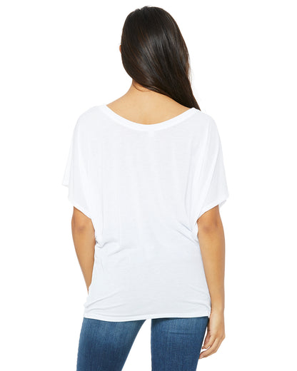 Women's Flowy Draped Sleeve Dolman T-Shirt - White