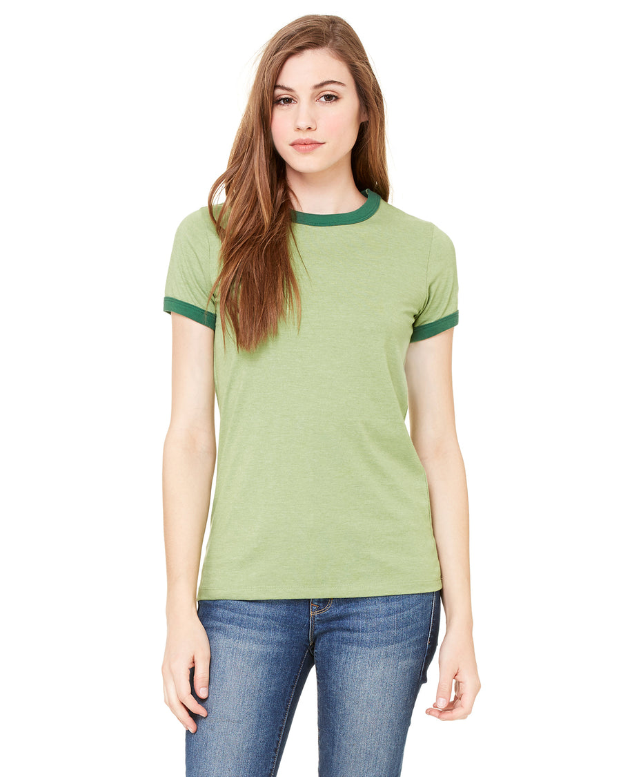 Women's Jersey Short-Sleeve Ringer T-Shirt - Heather Green / Forest