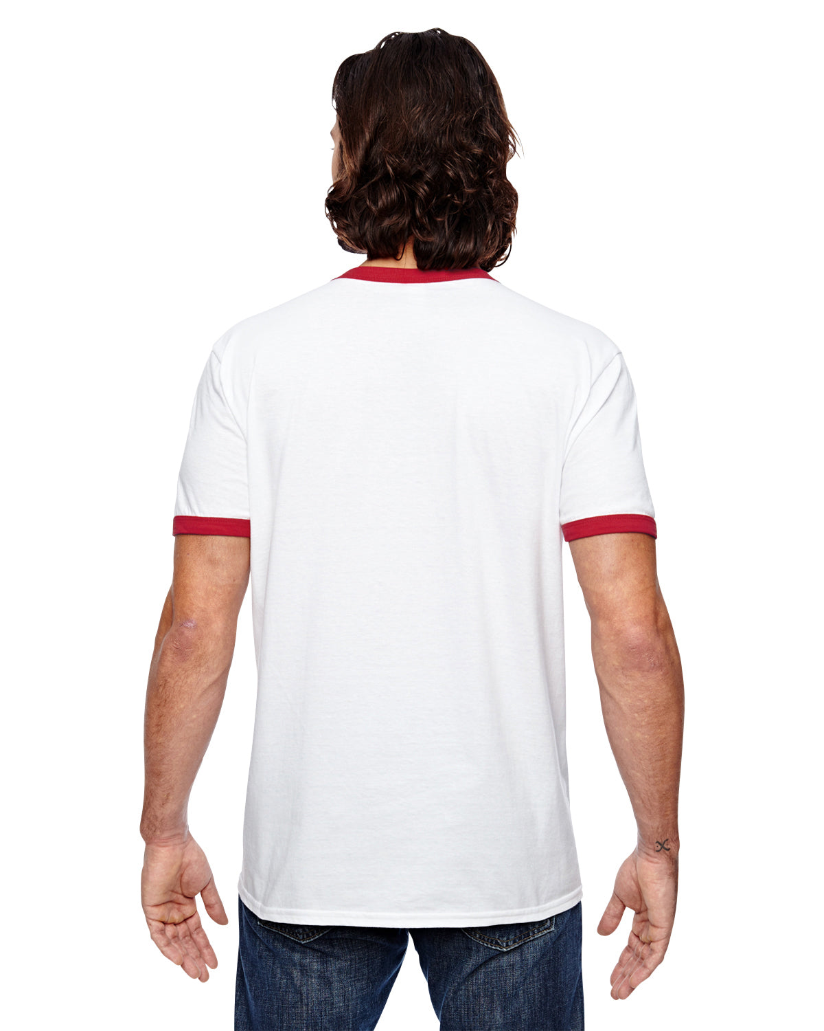 Unisex Lightweight Ringer T-Shirt - White Red
