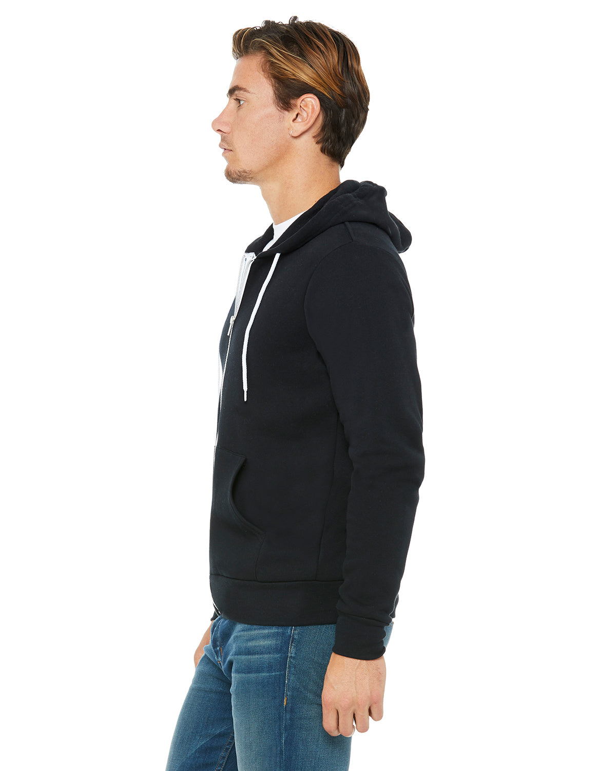 Unisex Poly-Cotton Sponge Fleece Full-Zip Hoodie - Black