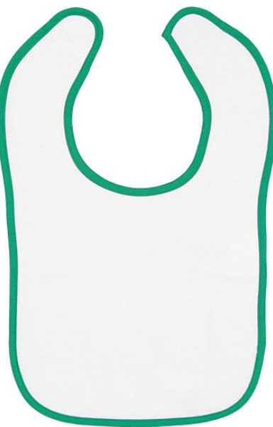 Infant Contrast Trim Terry Bib - White / Kelly
