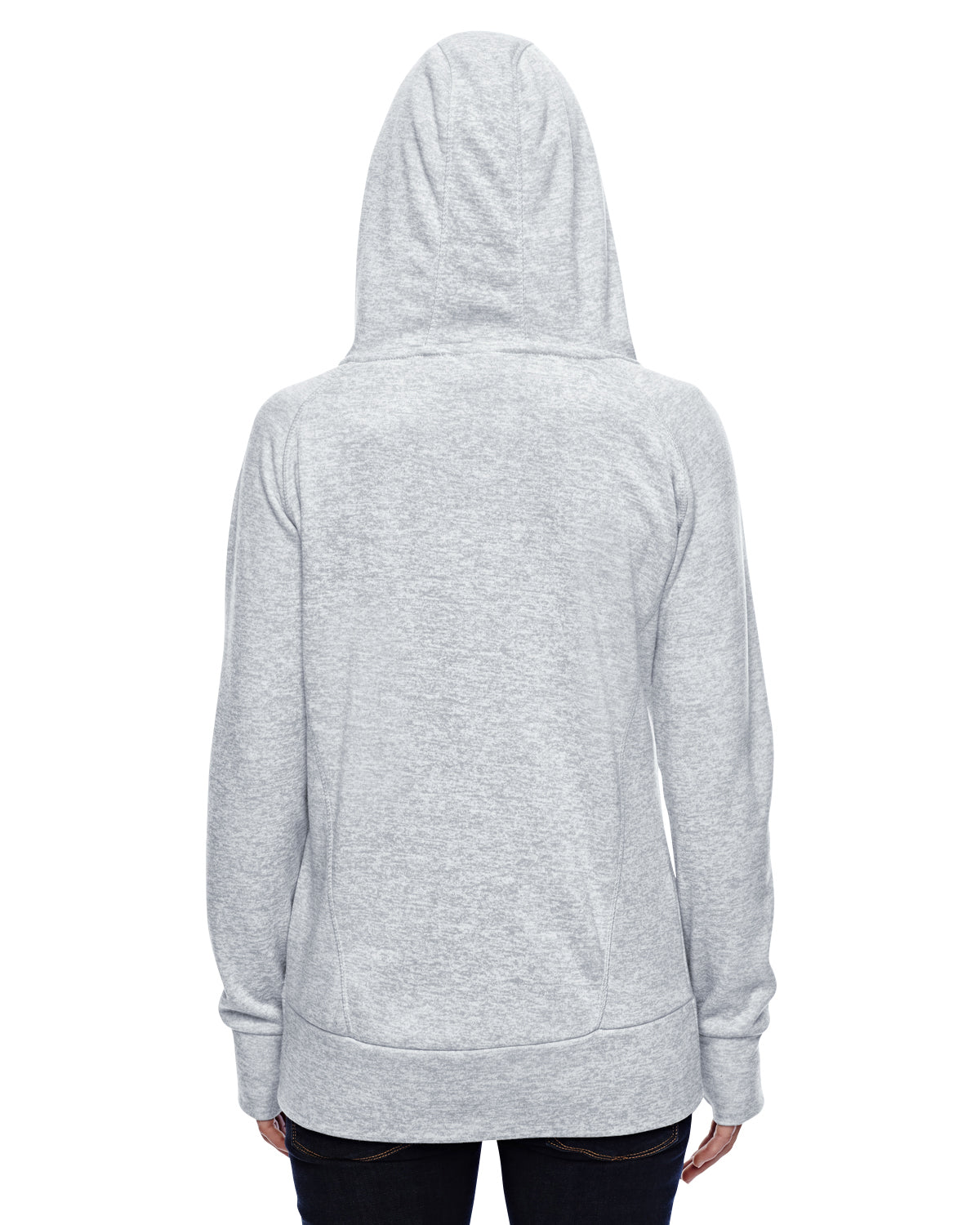 Women's Cosmic Contrast Fleece Hoodie - Ice Gray Fleck / Neon Green