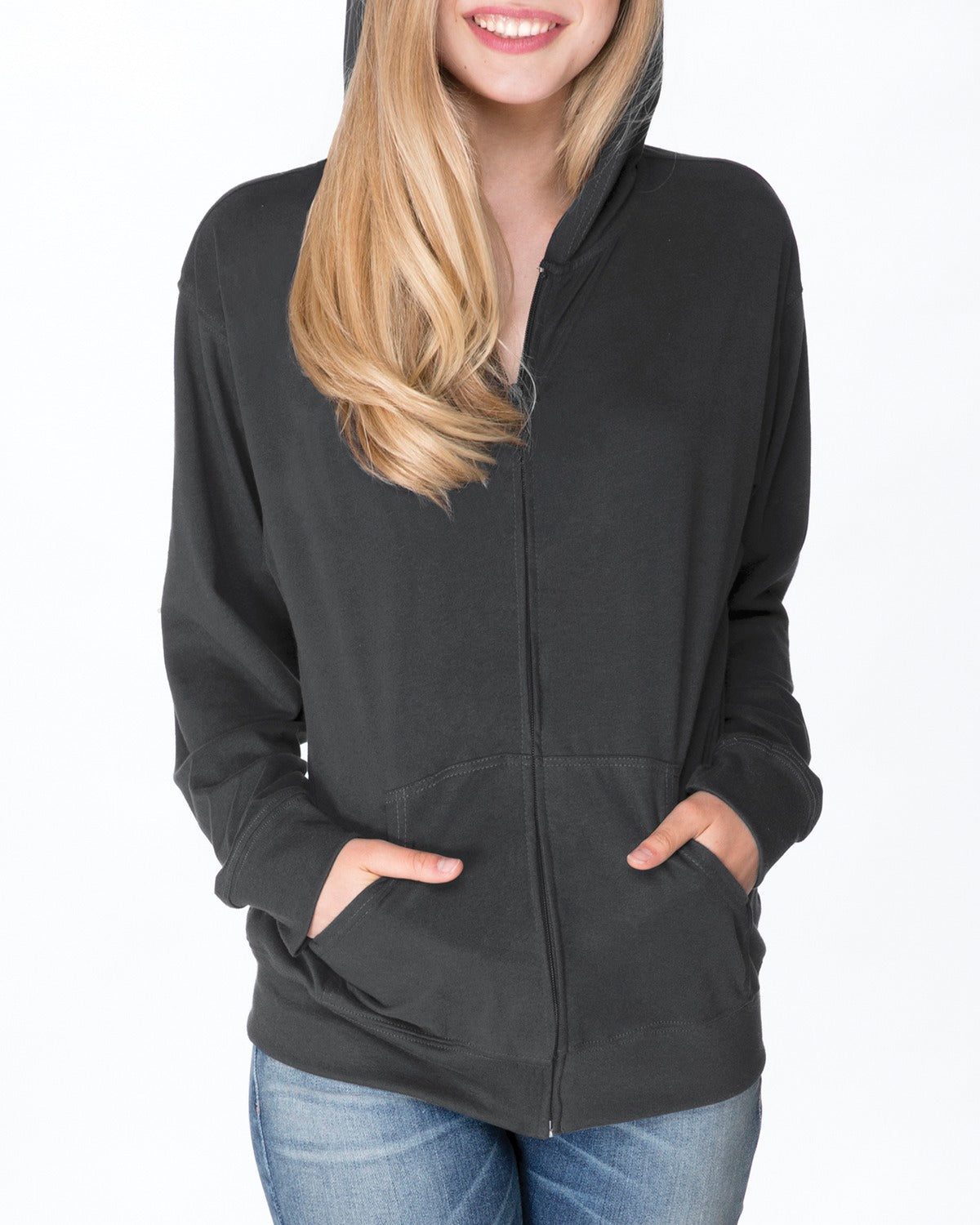 Unisex Sueded Full-Zip Hoodie - Heavy Metal