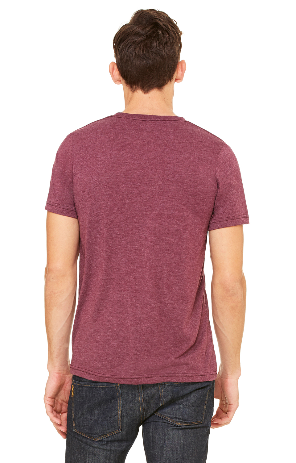 Unisex Triblend V-Neck T-Shirt - Maroon Triblend