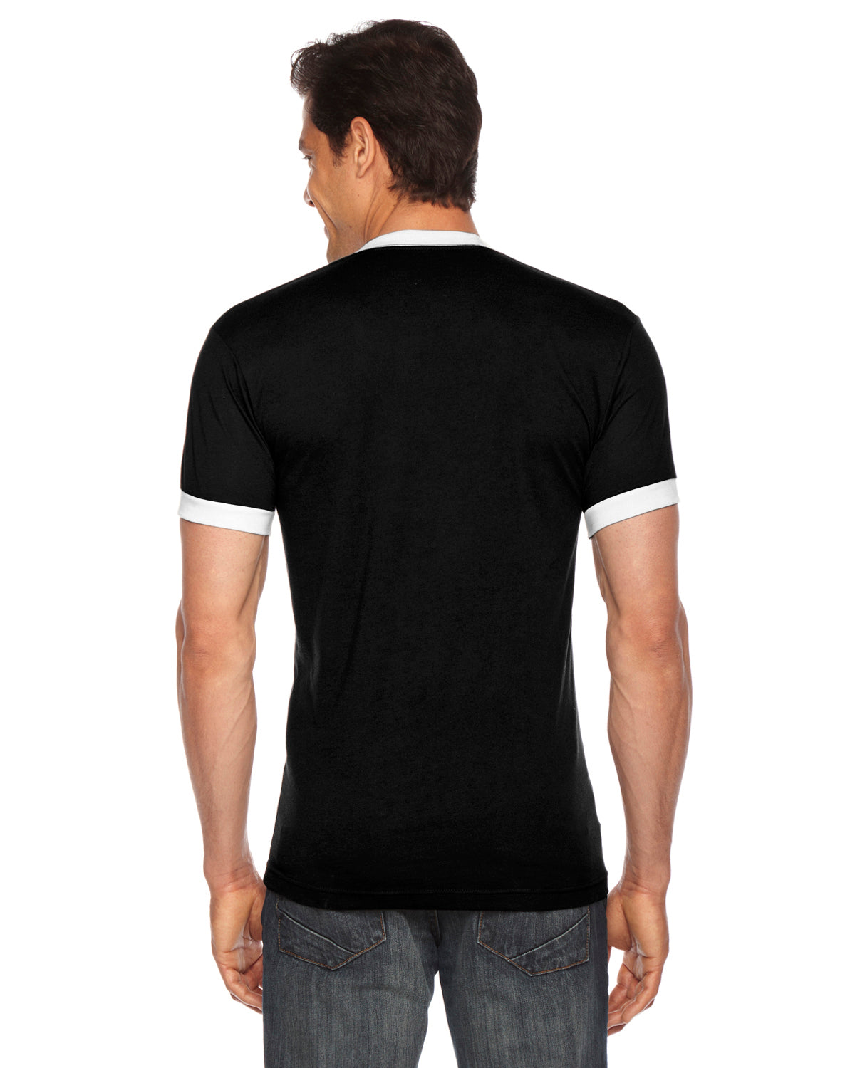 UNISEX Poly-Cotton Short-Sleeve Ringer T-Shirt - Black / White