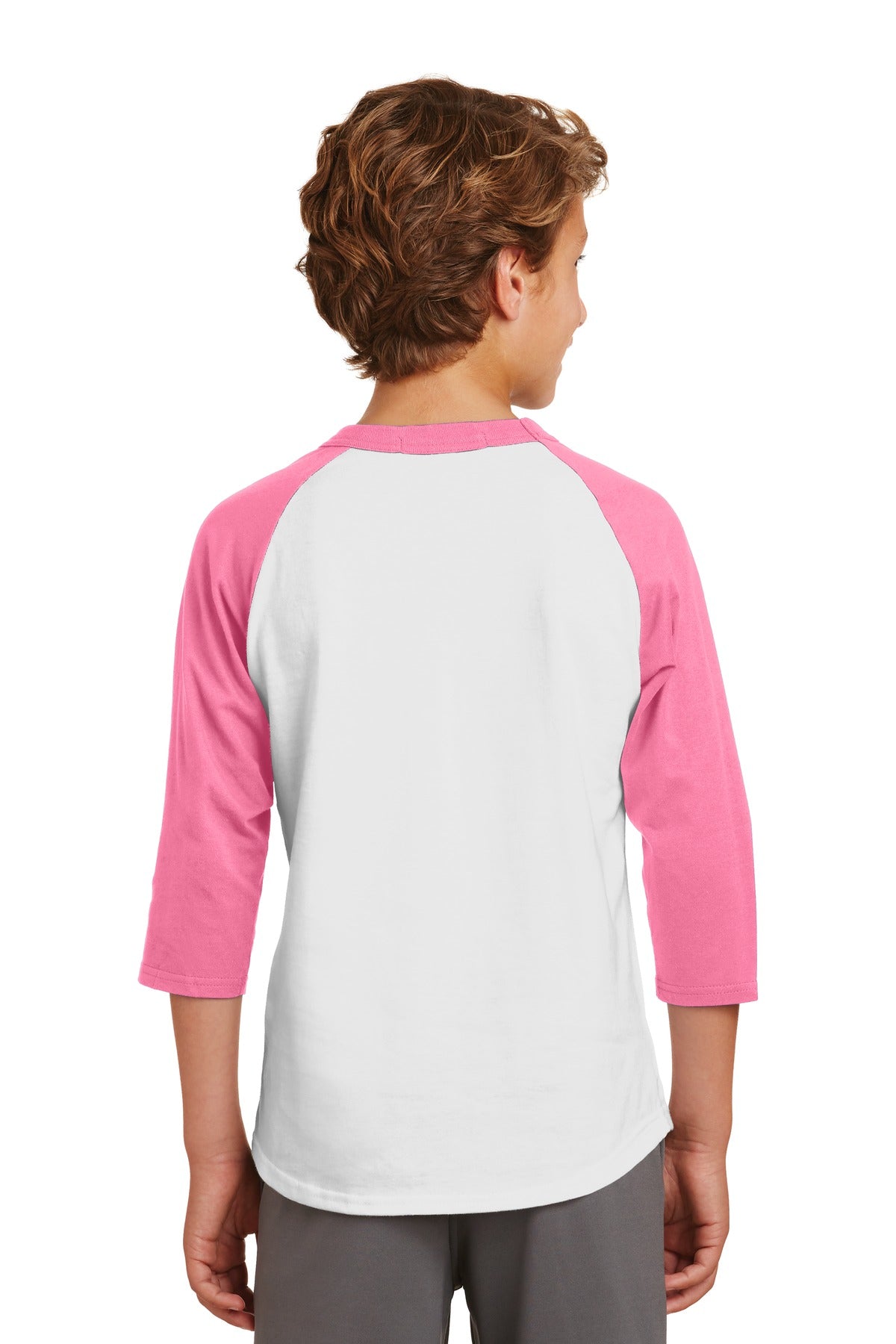 Youth Colorblock Raglan Jersey - White / Bright Pink
