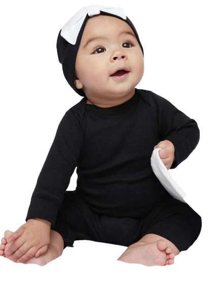Infant Long-Sleeve Baby Rib Coverall - Black