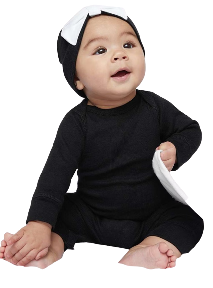 Infant Long-Sleeve Baby Rib Coverall - Black