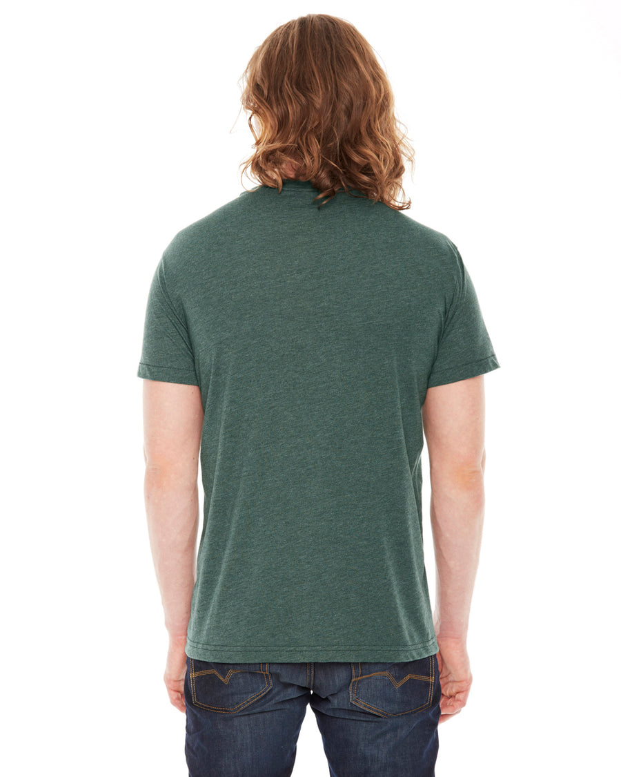 Unisex Poly-Cotton Short-Sleeve Crewneck - Heather Forest
