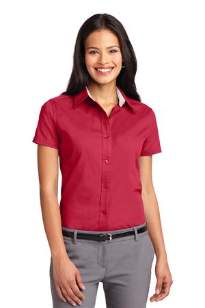Women's Short Sleeve Easy Care Shirt - Red / Light Stone