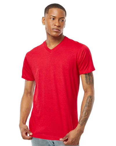 Unisex Poly-Rich V-Neck Tee - Red