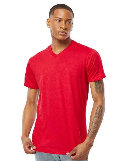 Unisex Poly-Rich V-Neck Tee - Red