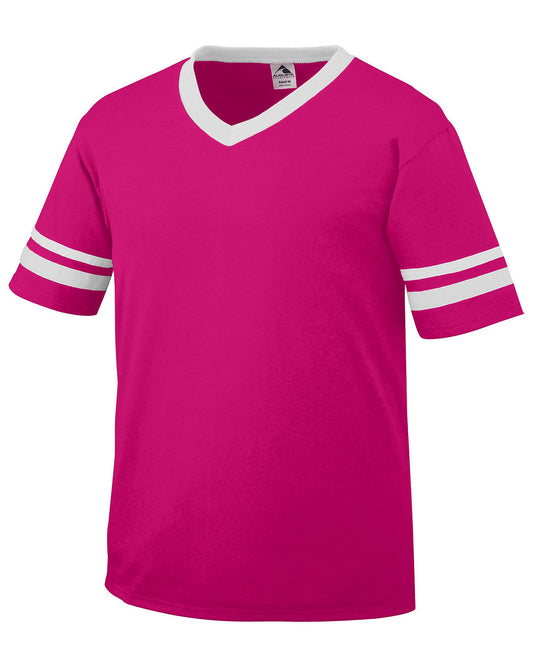 Unisex Sleeve Stripe Jersey - Power Pink / White